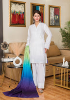 Yolo Pret Embroidered Cotton Lawn with Ombre Printed Lawn Dupatta OMBRE O25 0001 Women 3pcs