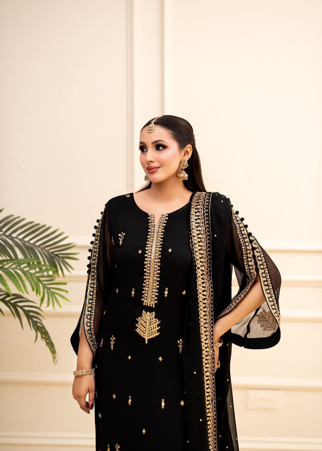 Alyssa Black Chiffon Suit ALL405 Women 3pcs