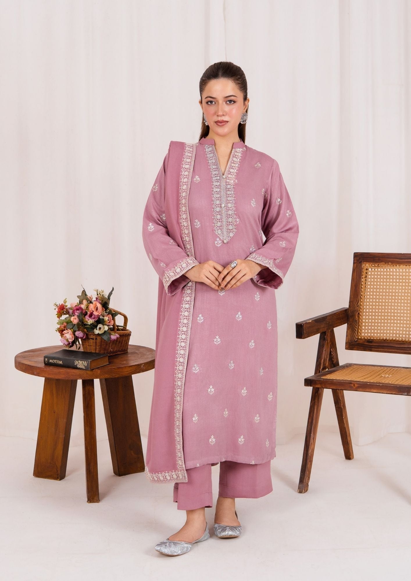 Yolo Pret Embroidered Silk Karandi with Embroidered Border Shawl AML W25 0032 Women 3pcs