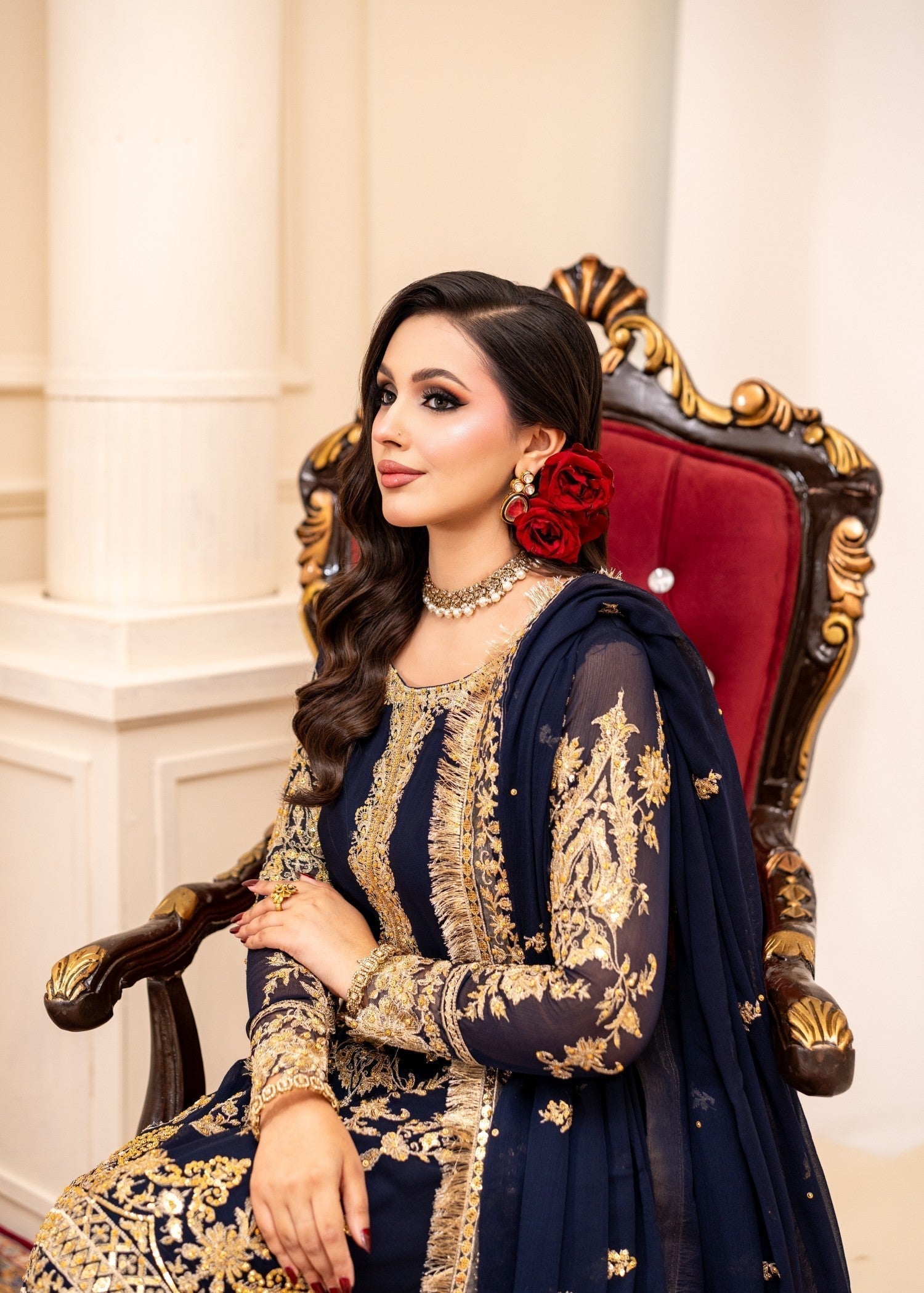 Alyssa Navy blue suit ALL402 Women 3pcs