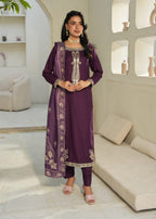 Designer Rack Dhanak embraided purple Women 3pcs