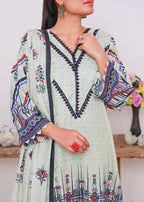 Green Lemon Printed lawn stitched suit Women 3pcs