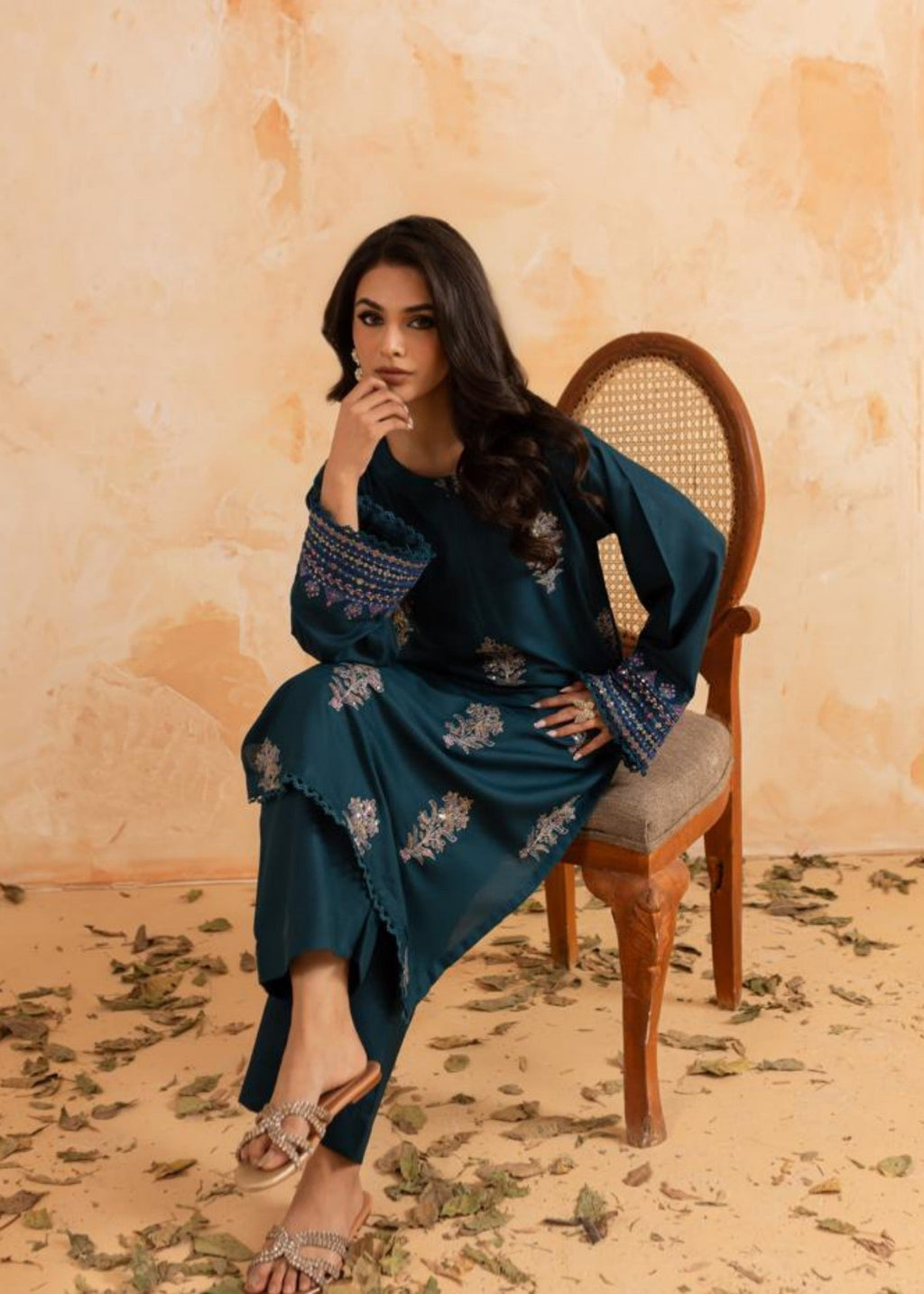 Afsarah Floral Zinc Luxury Embroidered Stitched Dress Women 2pcs