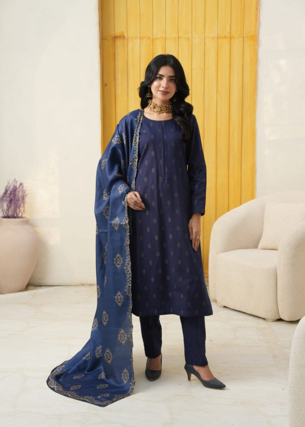 Designer Rack khadar jaccard blue Women 3pcs