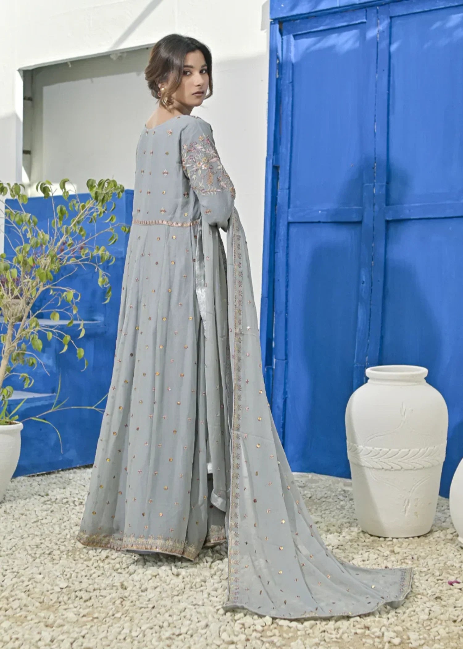Qasim Anwer By Chandni Bridals NAZAKAT (GREY) Women 3pcs