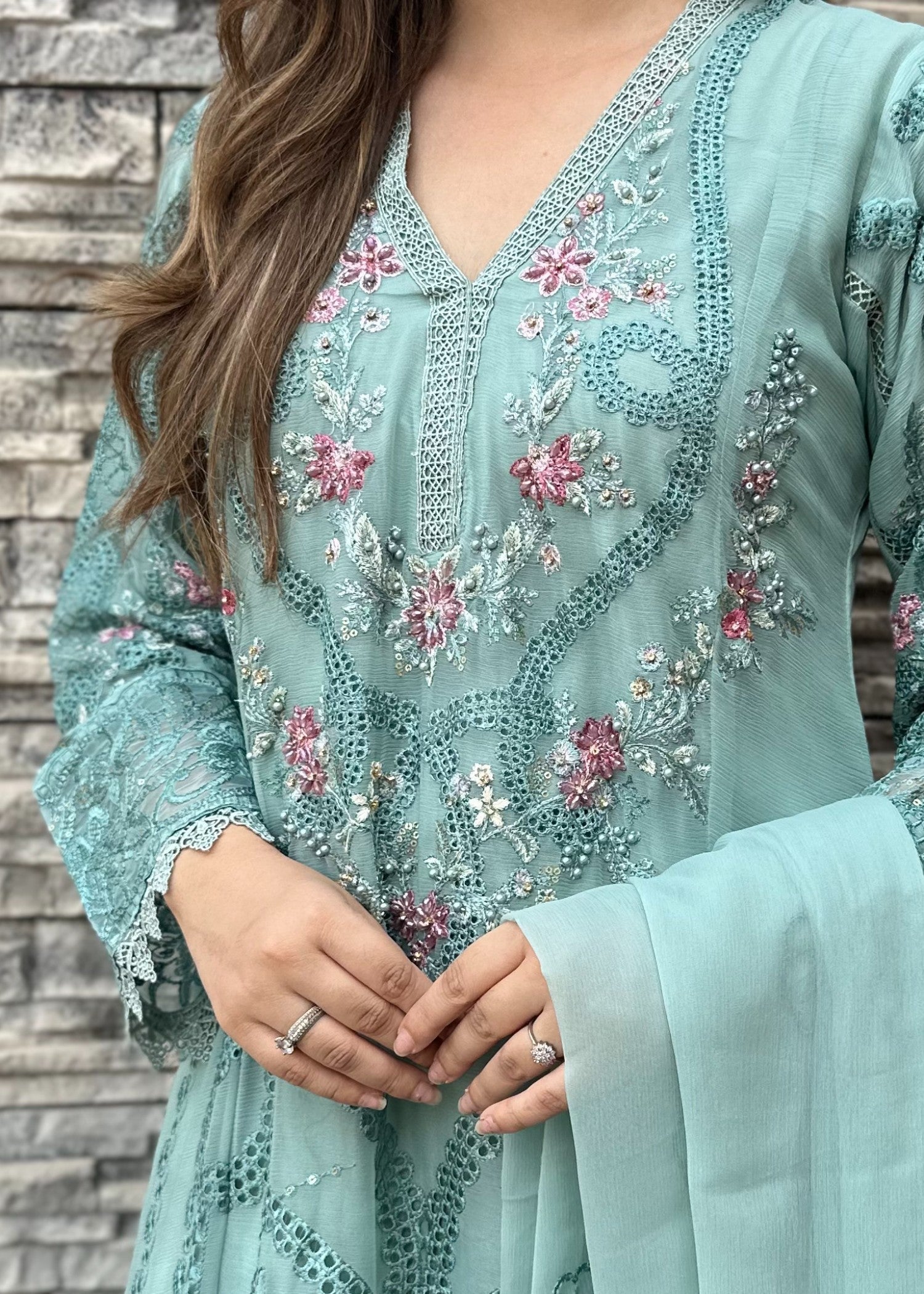 Pehnawa By Bin Akram’s Aqua Glow Pret | Chiffon Kurta Set Women 3pcs