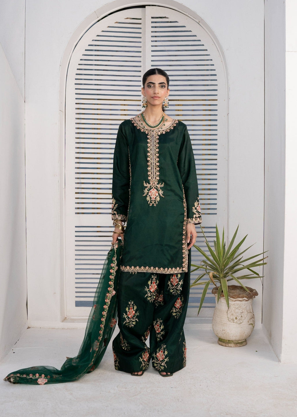 Pehnawa By Bin Akram’s Farshi Luxe Green | Silk Women 3pcs