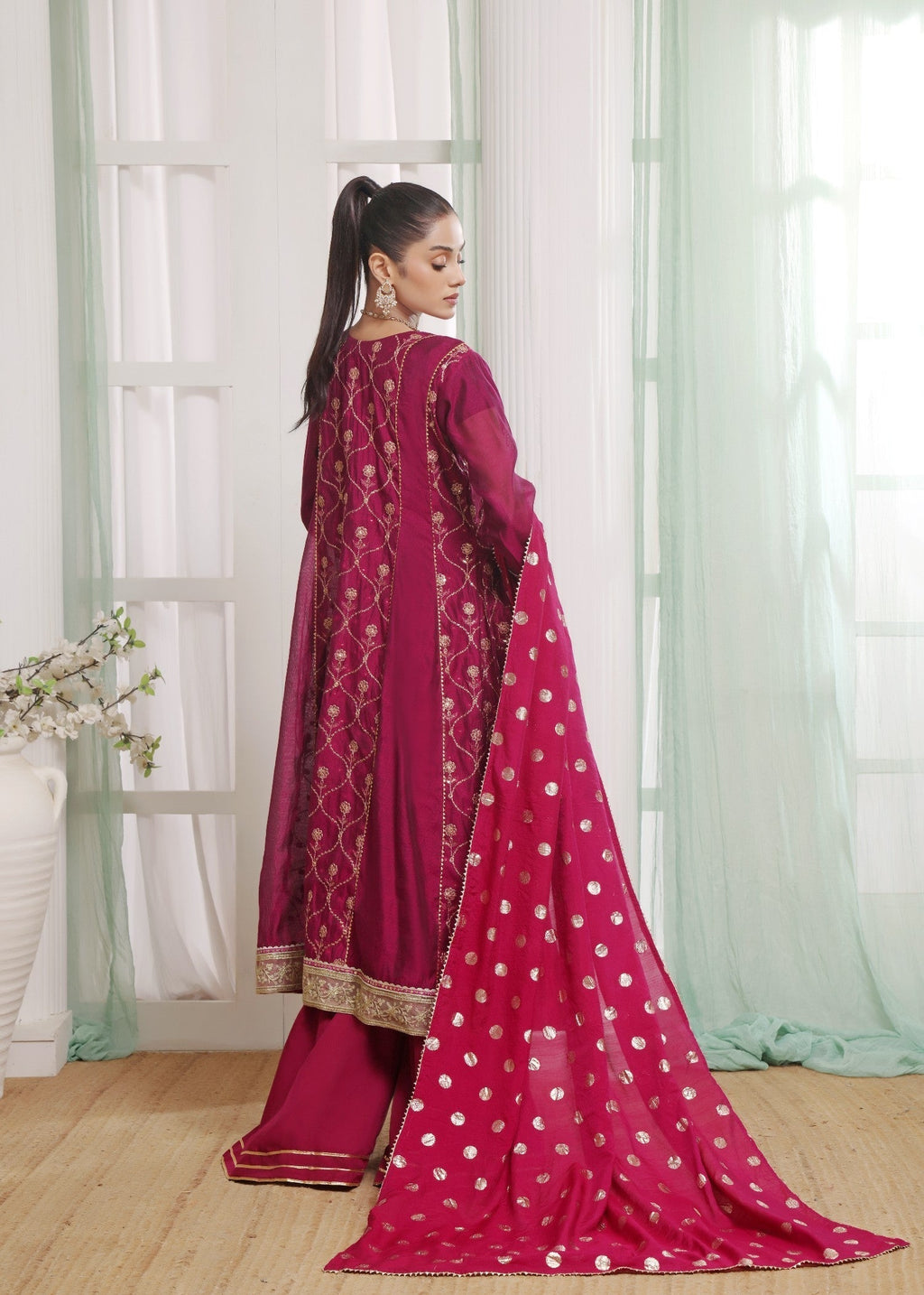 Madiha Gohar Gul e Gulnaar Khaadi Net Premium Pishwas with Ajar Women 4pcs