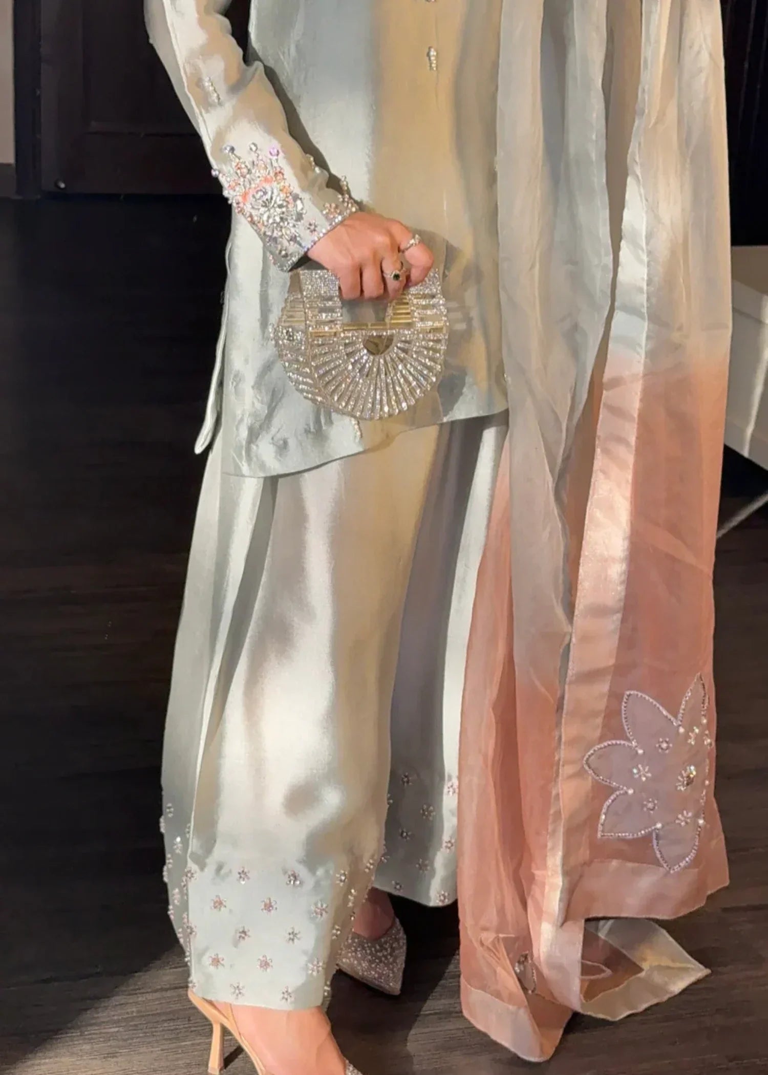 Uzman Yasen Silk Hand Work Farshi Shalwar Women 3pcs