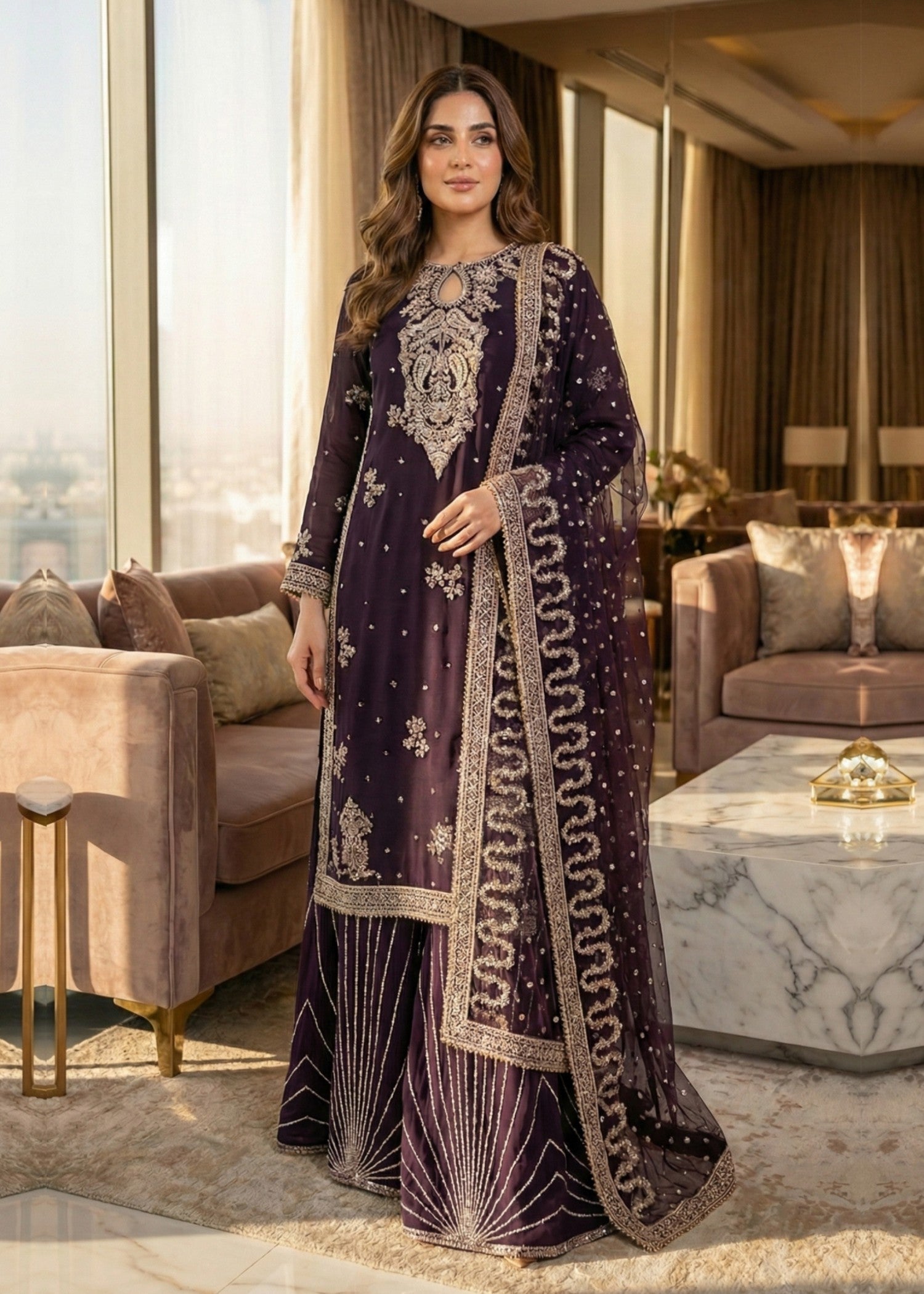 Diara Couture OPALINE V 06 PURPLE Women 3pcs