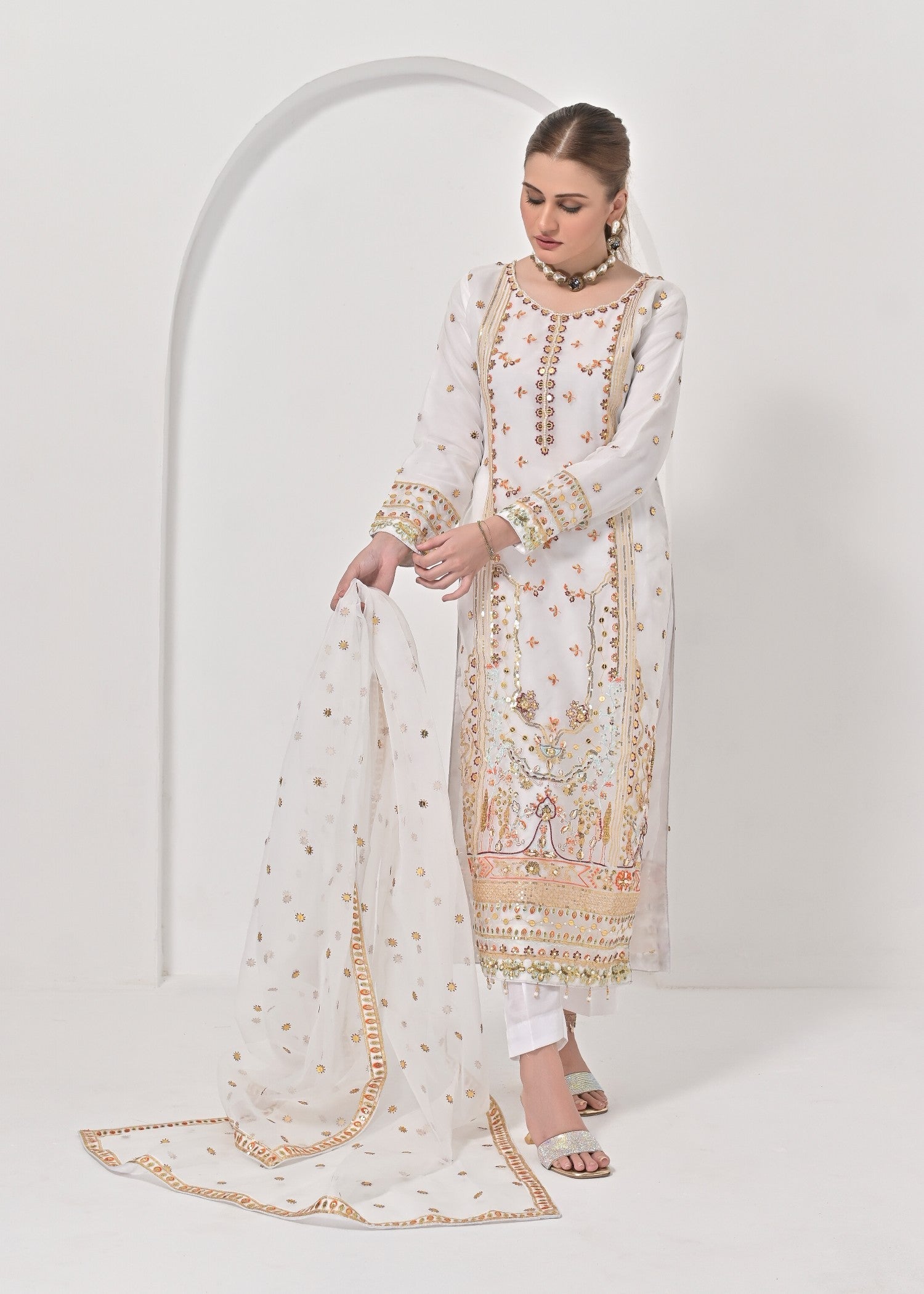Qasim Anwer By Chandni Bridals ANAHITA (WHITE) Women 3pcs
