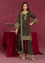 Four Season Boutique JASHAN RAOSILK MHENDI GREEN Women 3pcs