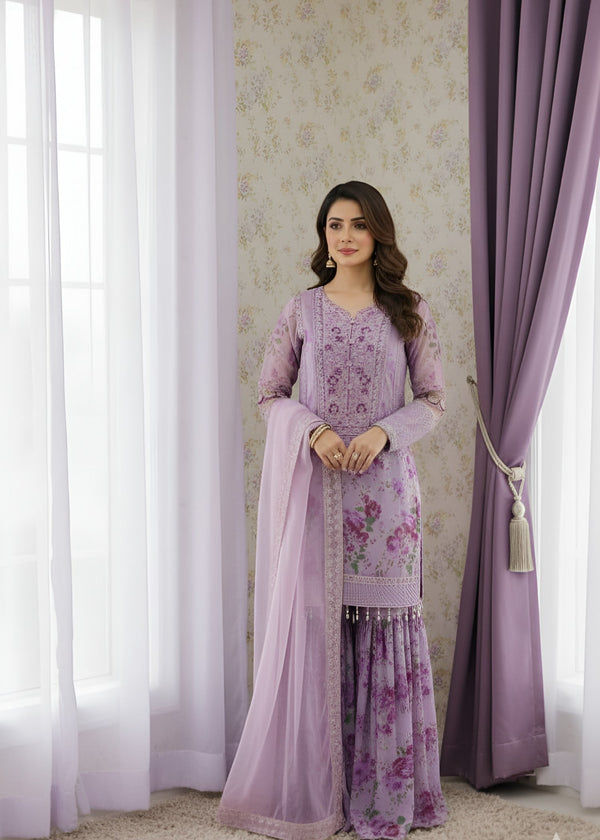 Pehnawa Fashion Printed shirt organza Women 3pcs