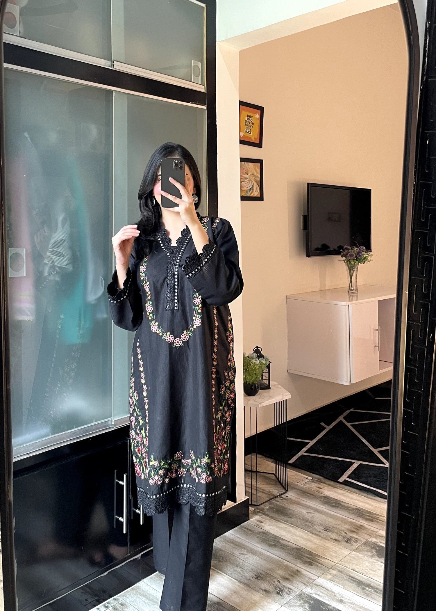 Tehzeeb Libas GULNAZ BLACK EMBROIDERED Women 2pcs