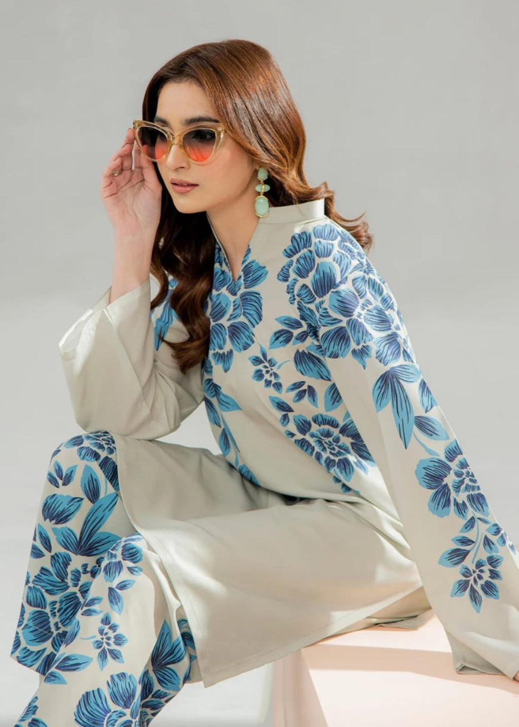 Shanghai Preet Elegant Sky Blue Women 2pcs