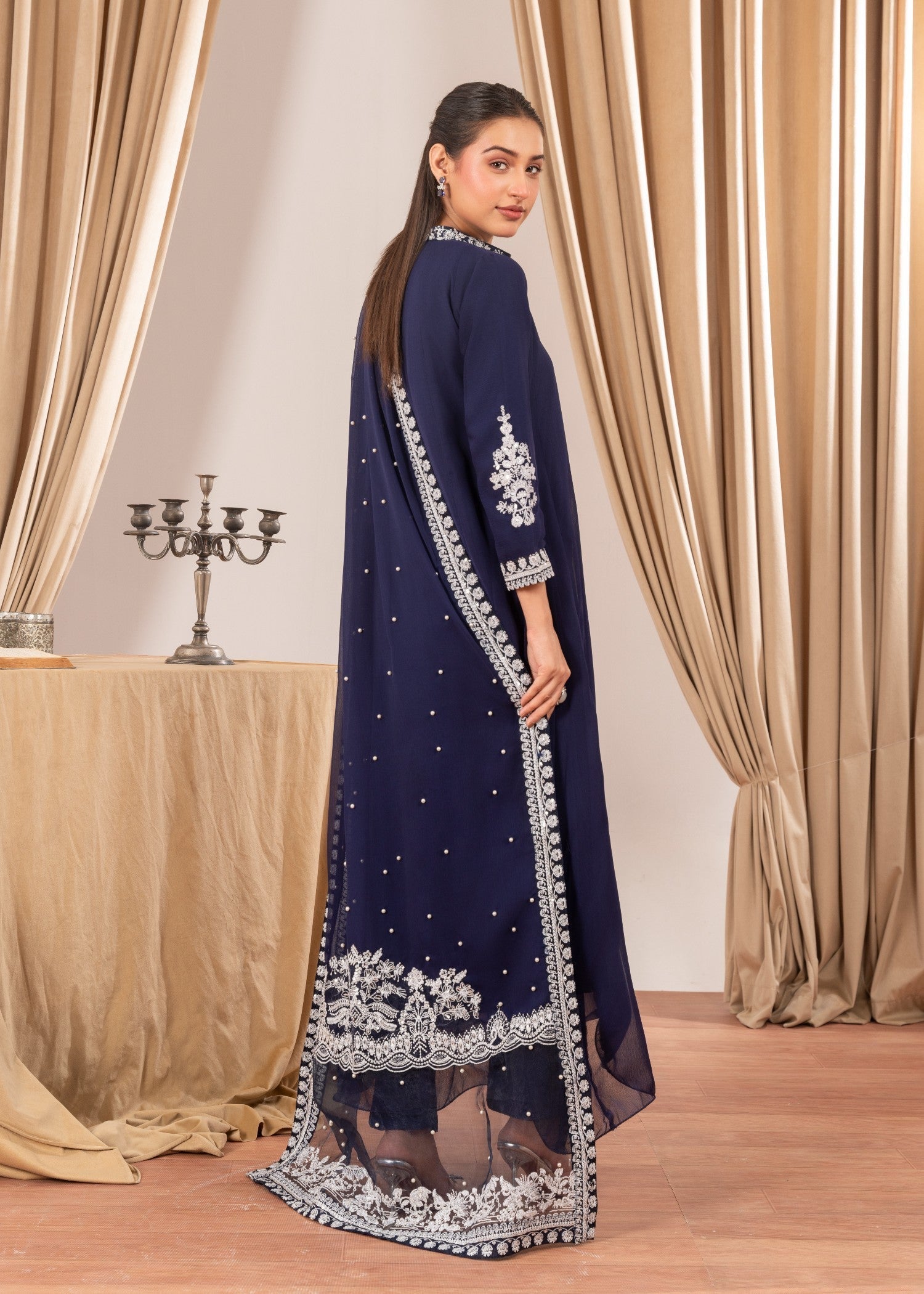 Four Season Boutique NIMRA PISHWAS NAVY BLUE Women 3pcs