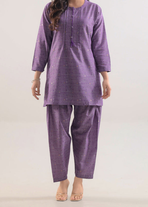 Saya Cotton Jacquard Stitched (Shirt/Trouser) WP2J 878 Women 2pcs