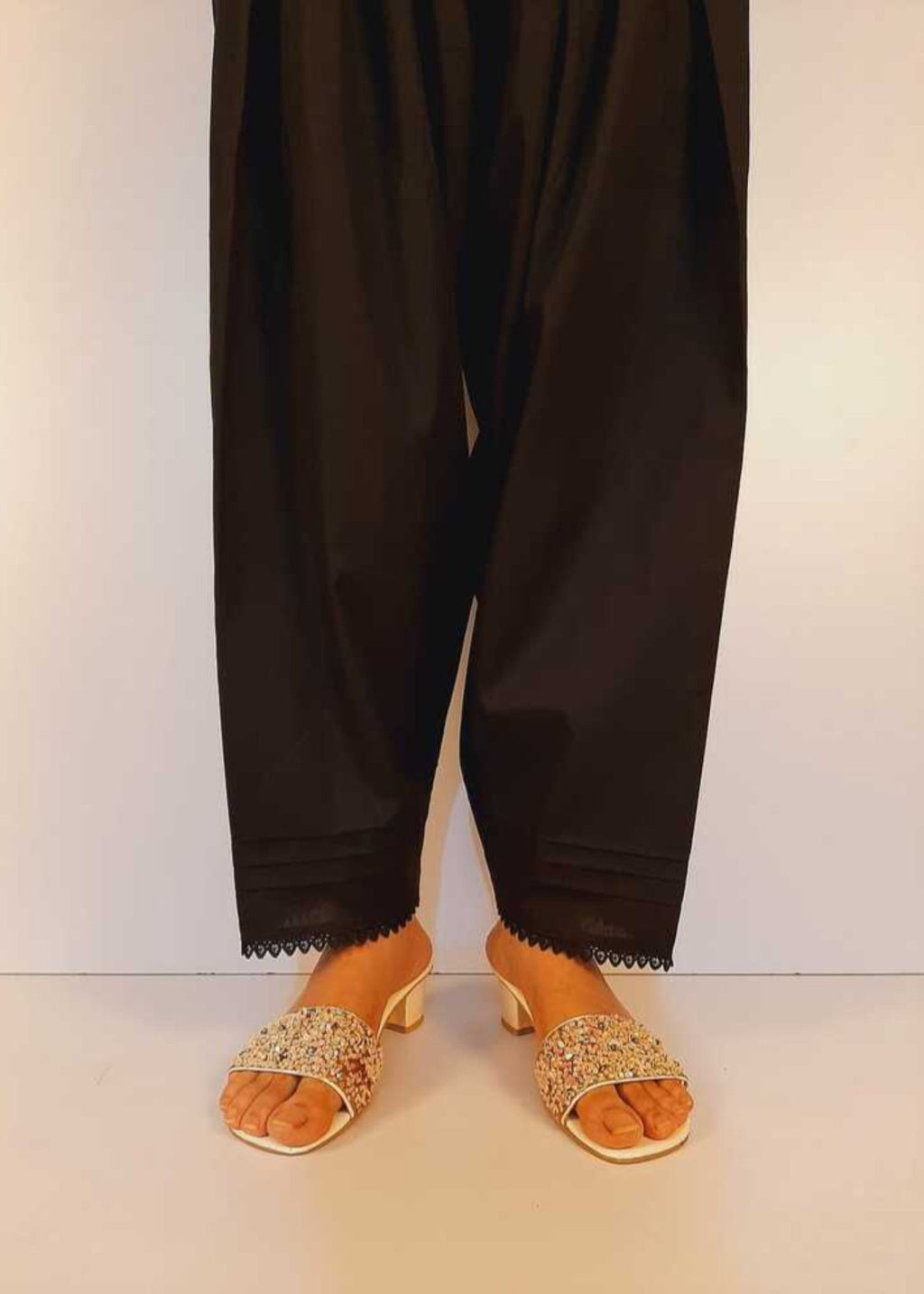 Zardi Cotton Shalwar With Bottom Lace Black ZSL14 Women 1pcs