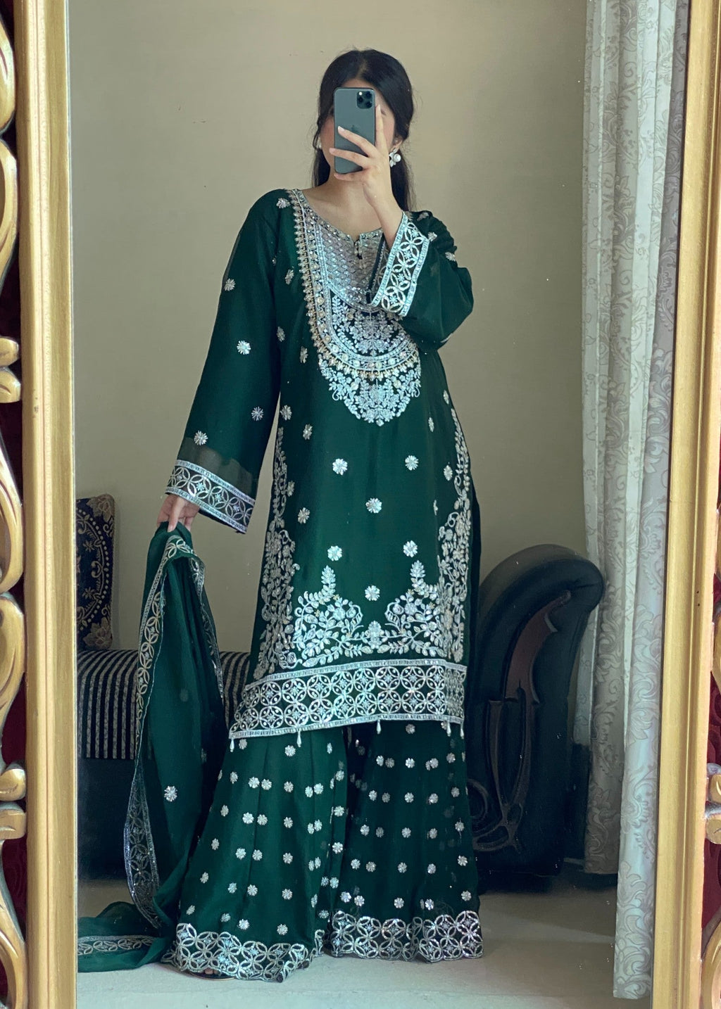 Four Season Boutique FARSHI GHARRARA BOTTLE GREEN Women 3pcs