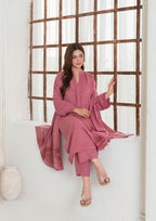 Yolo Pret Alpine Velvet Shirt with Velvet Border Shawl and Plain Trouser AML W25 0012 Women 3pcs