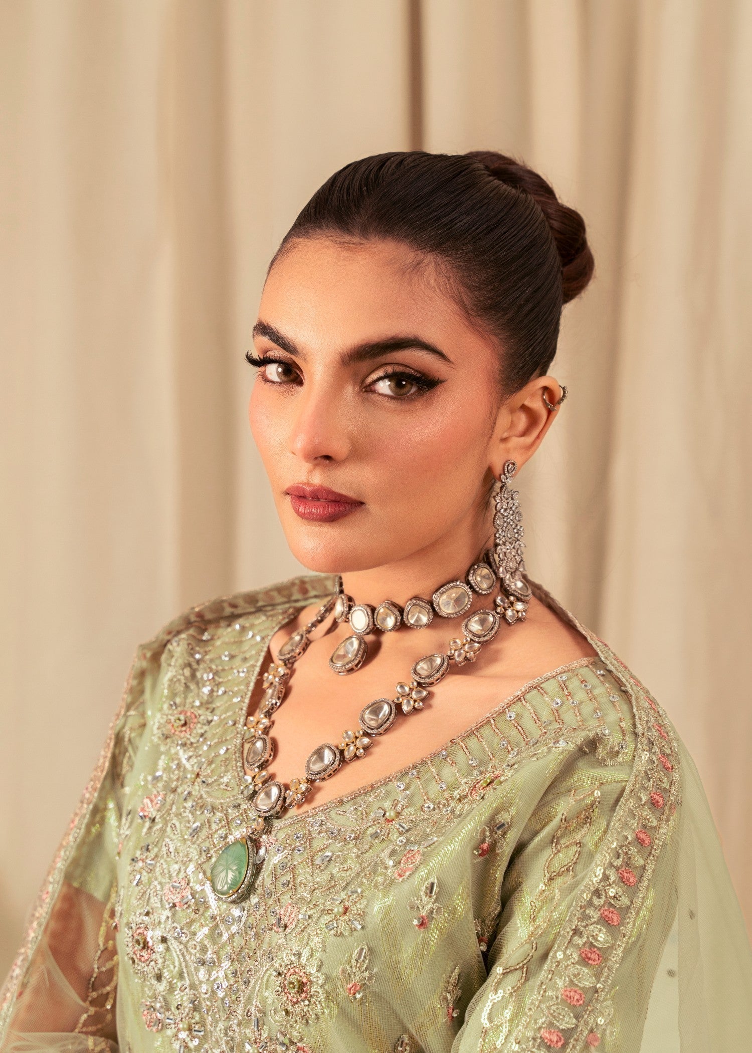 Four Season Boutique DILJAAN PISTA GREEN GOLD Women 3pcs