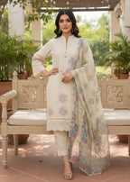 MMG Garments ANAYA| CHIKANKARI EMBROIDERED KURTA SET CREAM MMG 970 Women 3pcs