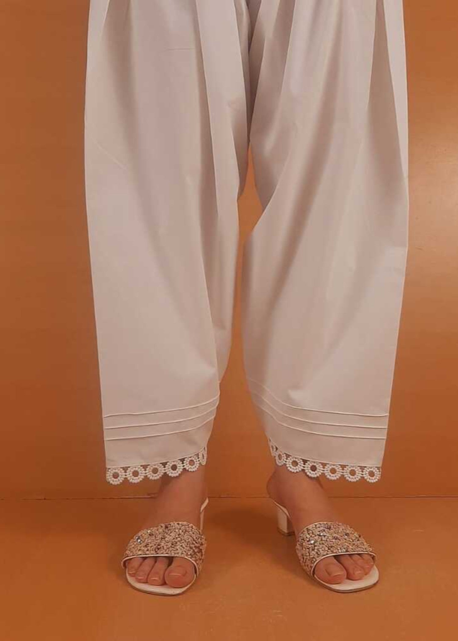 Zardi Laces Embellished Shalwar White ZSL05 Women 1pcs