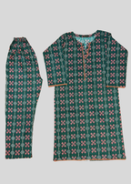 Salimas Green Geometric Floral Lawn Cotton Suit for Ladies Women 2pcs