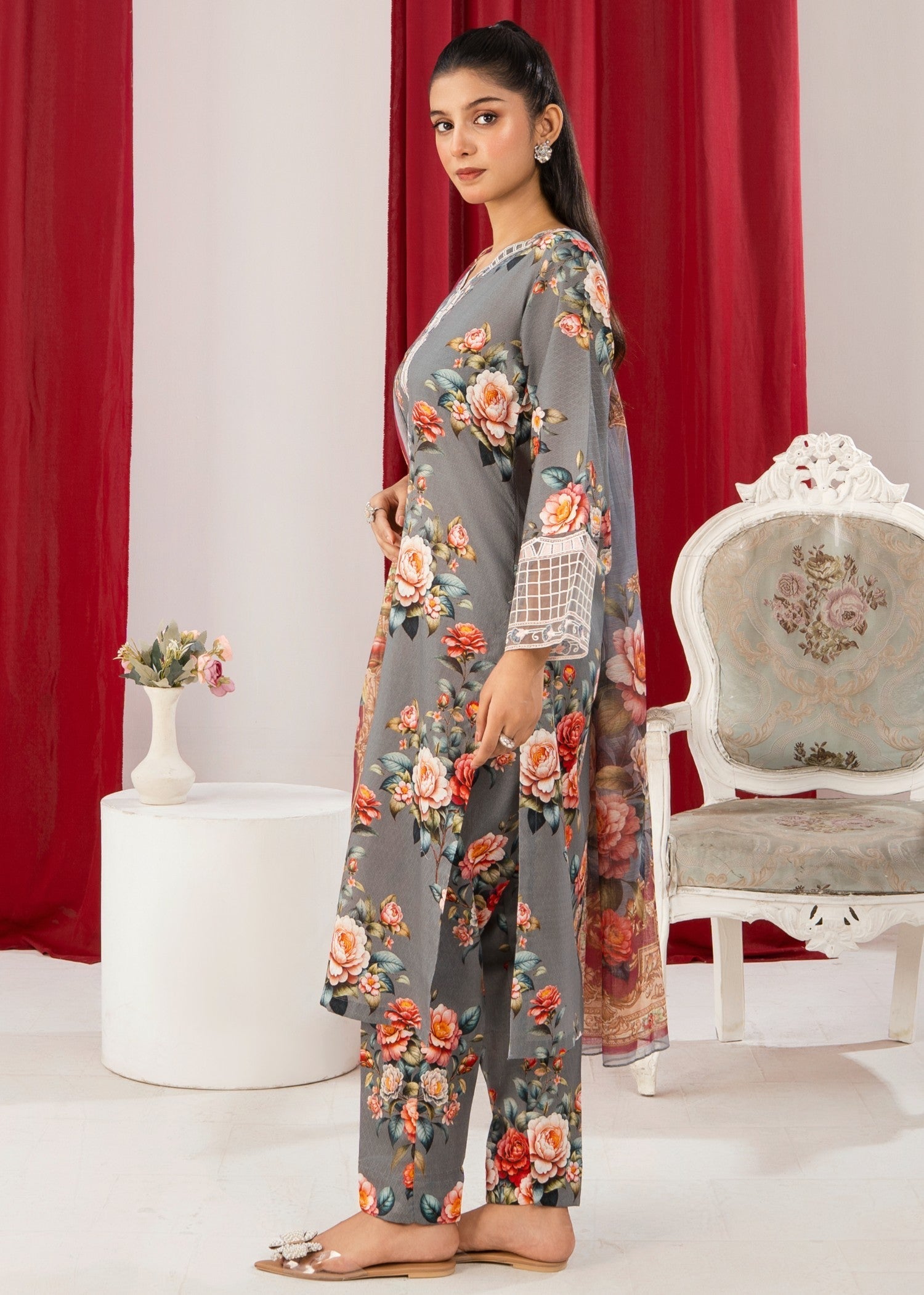 Sahibas By Mirza Daisey Grey Women 3pcs