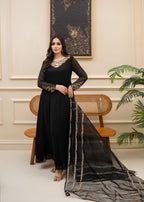 Alyssa BLACK CHIFFON MAXI ALL307 Women 3pcs