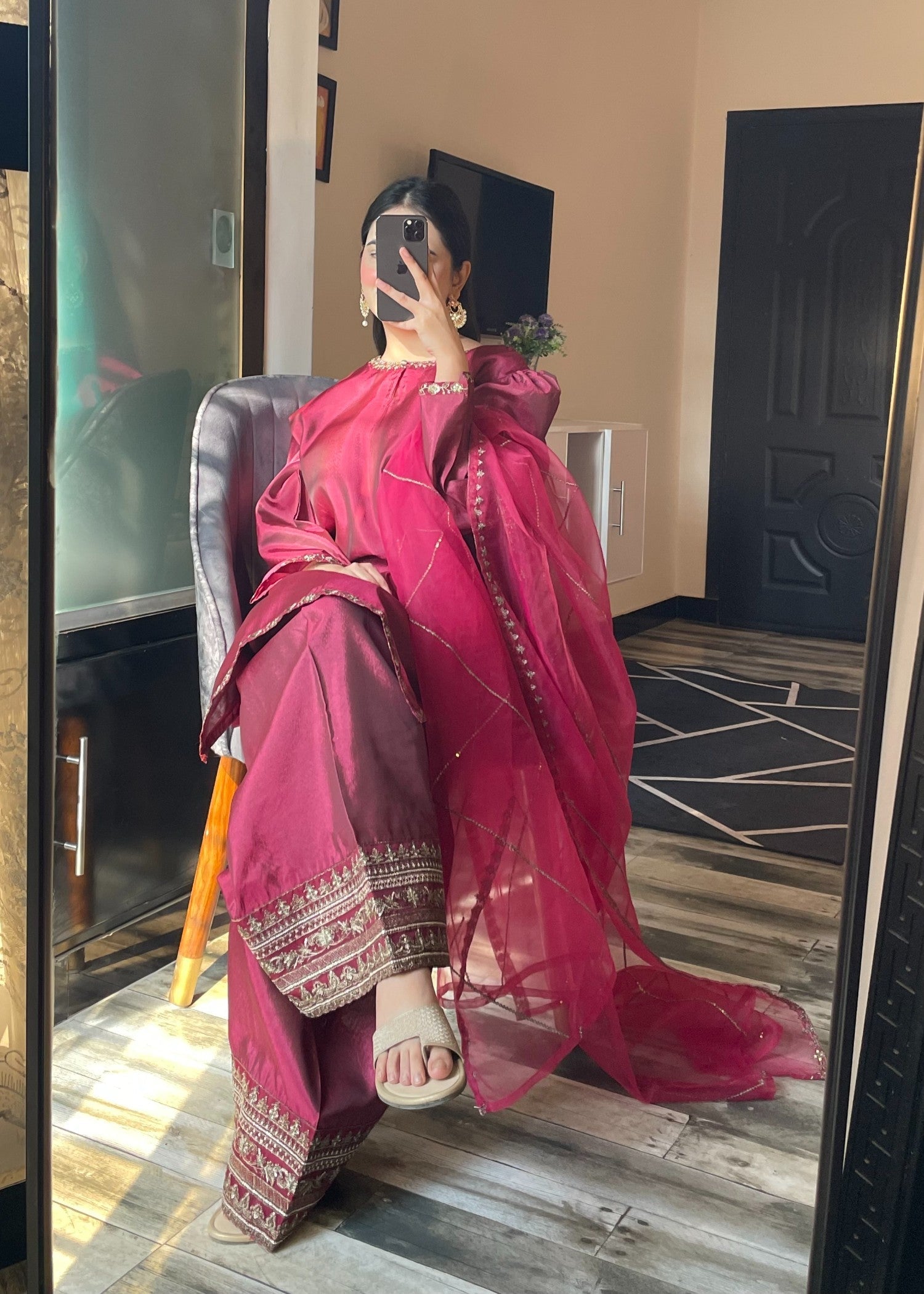 Shehroz Fashion Royal Wine Glow Women 3pcs