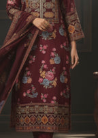 Pehnawa By Bin Akram’s NOOR MAROON | Shimoz Silk Women 3pcs