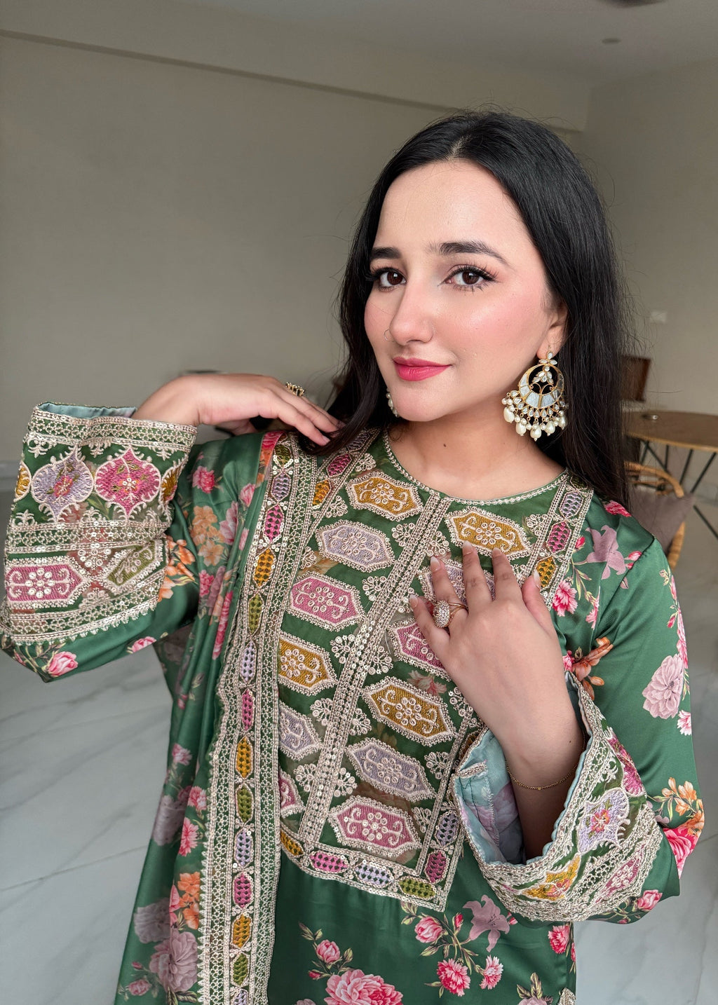 Suits By Sadia IMAAN SILK GREEN Women 3pcs