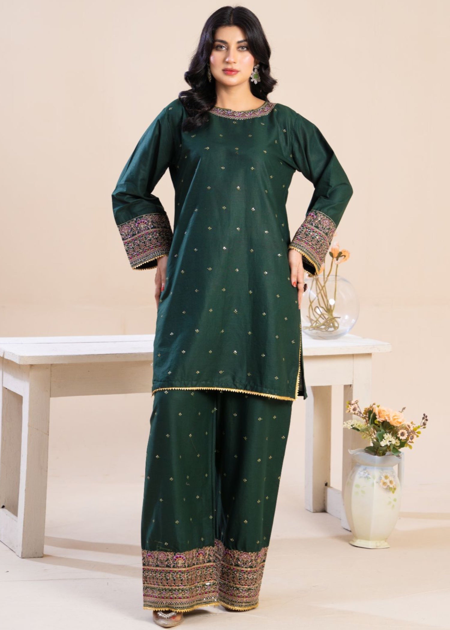 Zeenat & Zoha B GREEN Festive Women 3pcs