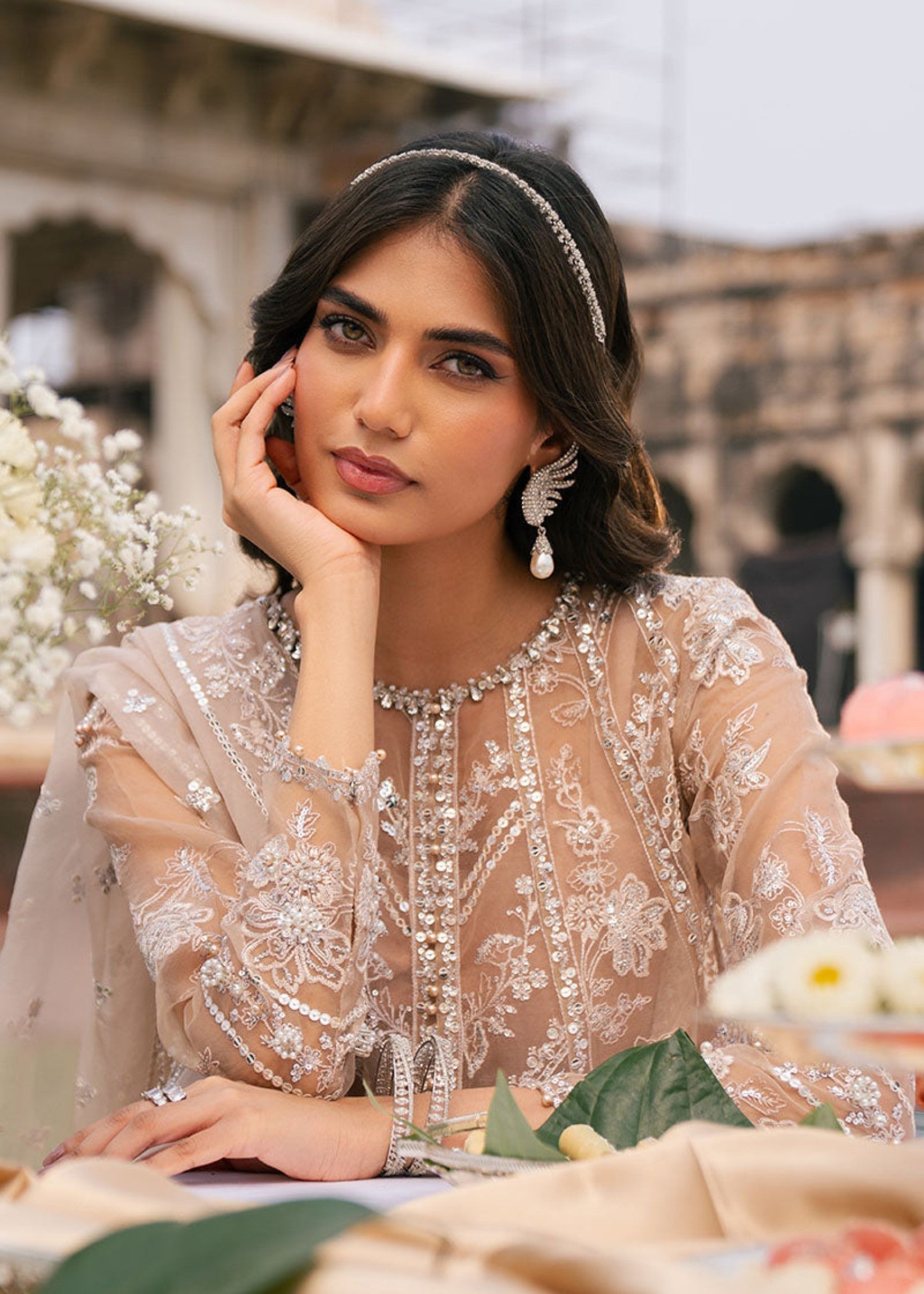 Cross Stitch BRONZE BLAZE ORGANZA EMBROIDERED PRET Women 3pcs