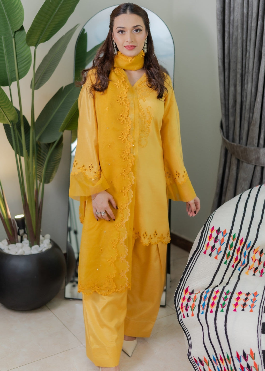 Fozia Khalid Saffron Women 3pcs