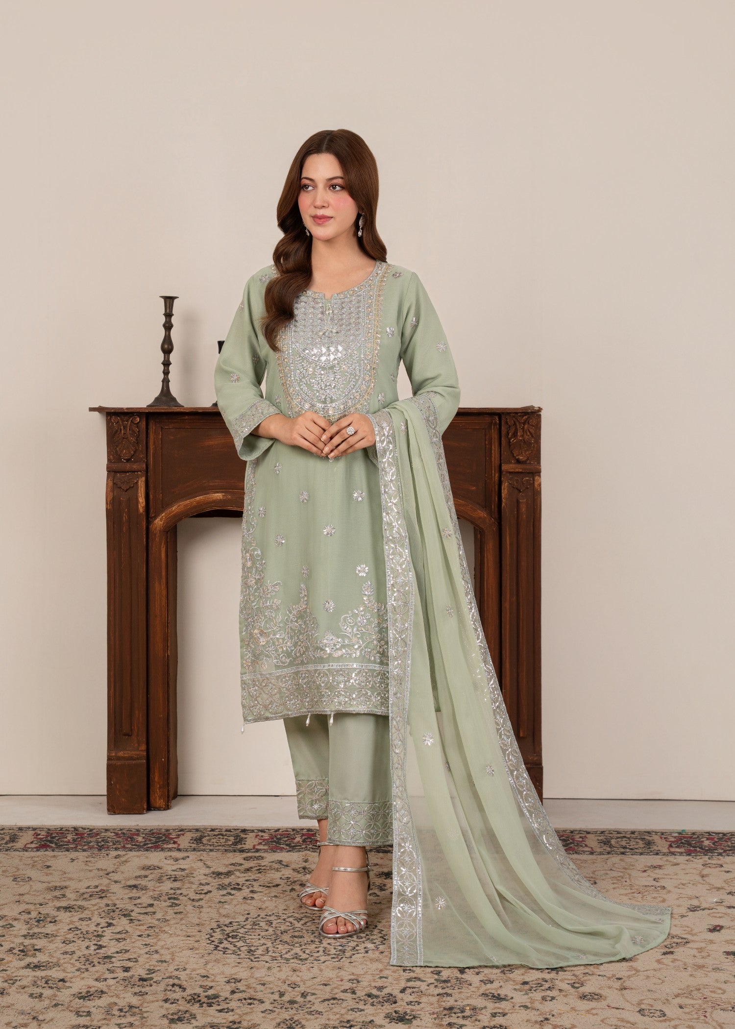 Four Season Boutique SAJAL MINT GREEN Women 3pcs