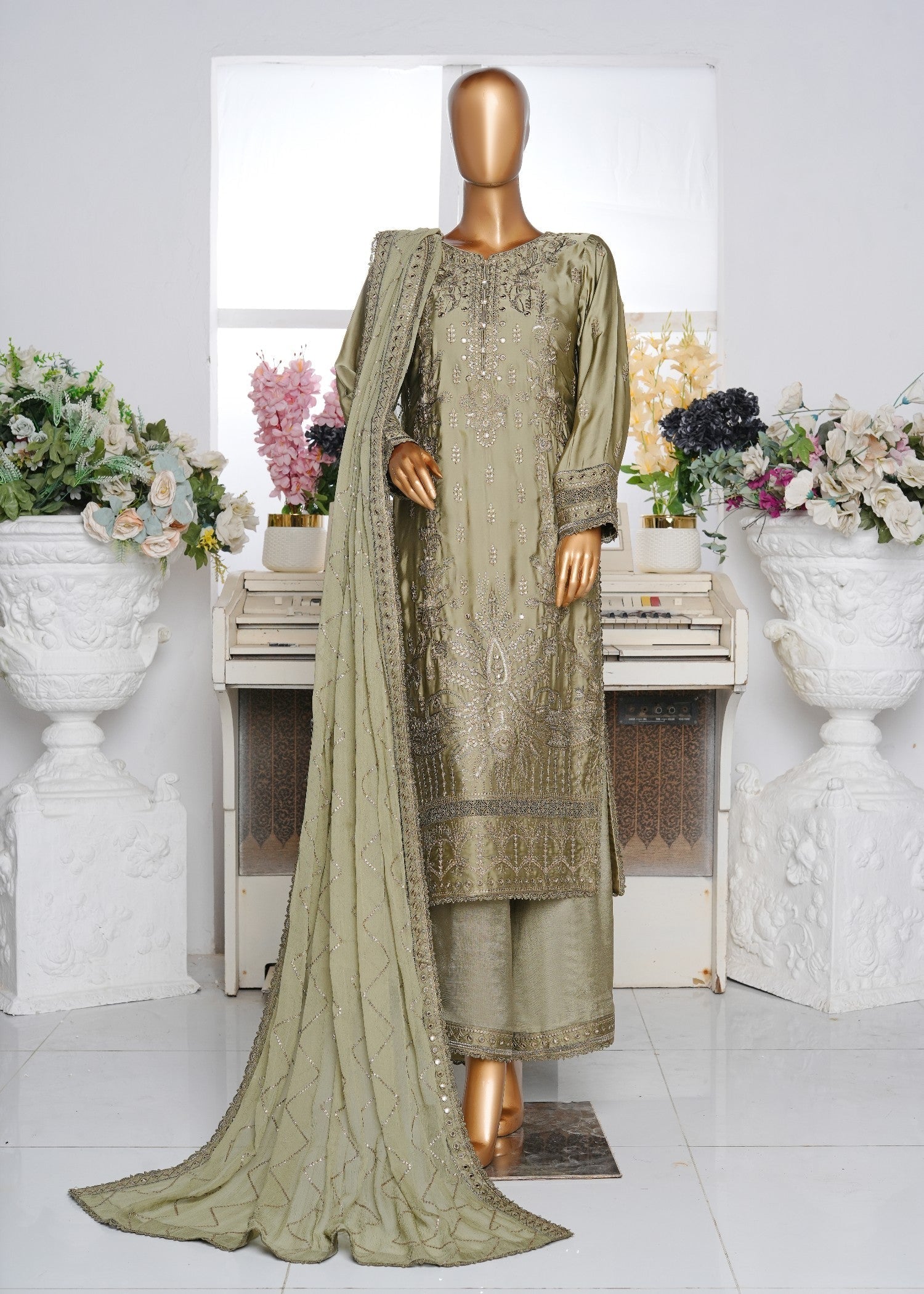 Ahmed Creations RUMAISA OLIVE GREEN Women 3pcs