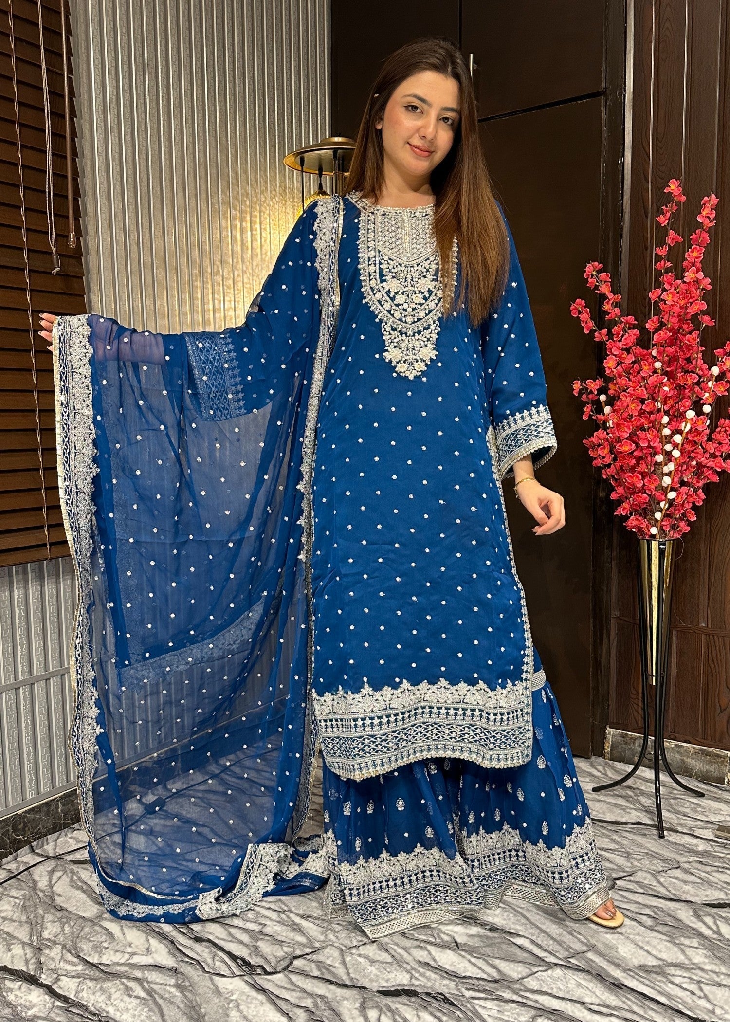 Four Season Boutique HASEENS FARSHY TEAL BLUE Women 3pcs