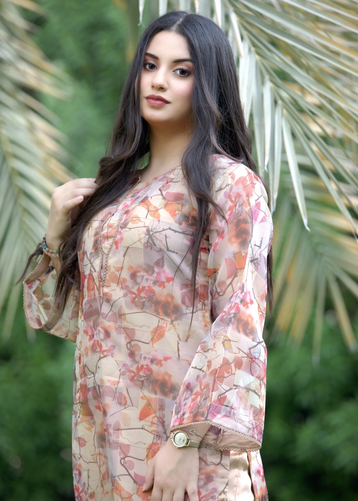 Hayati Collections – Organza Digital Printed _ Brown Women 2pcs