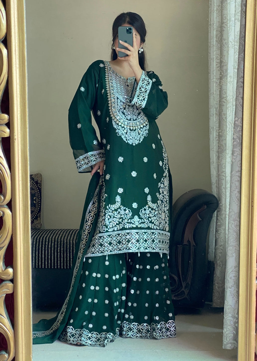 Four Season Boutique FARSHI GHARRARA BOTTLE GREEN Women 3pcs