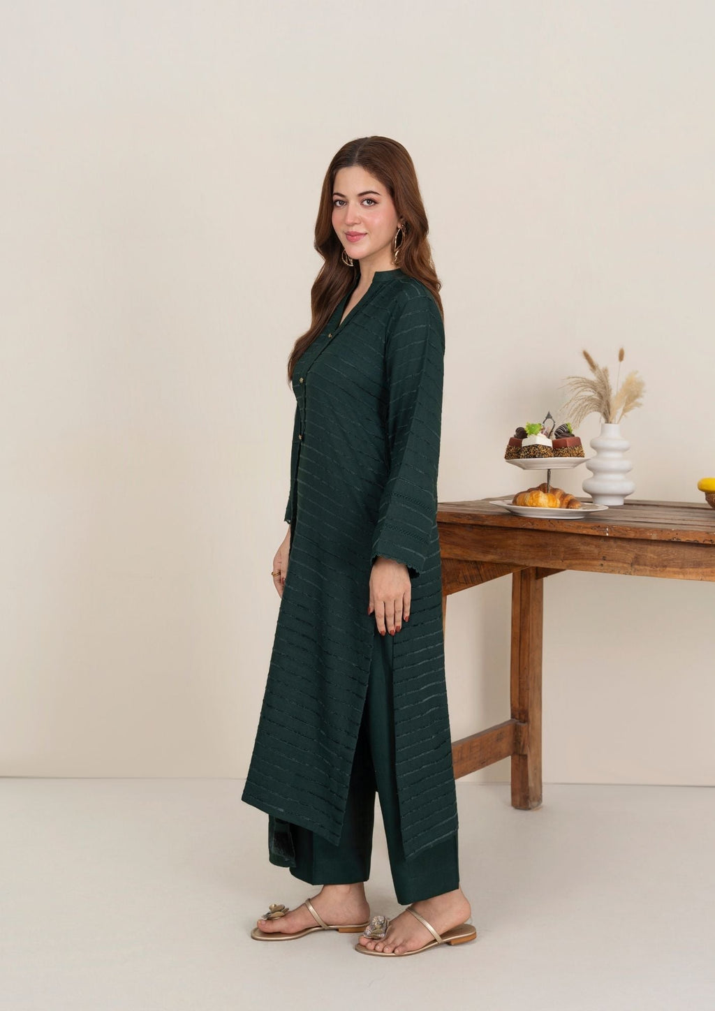 Yolo Pret Alpine Velvet Shirt with Velvet Border Shawl and Plain Trouser AML W25 0013 Women 3pcs