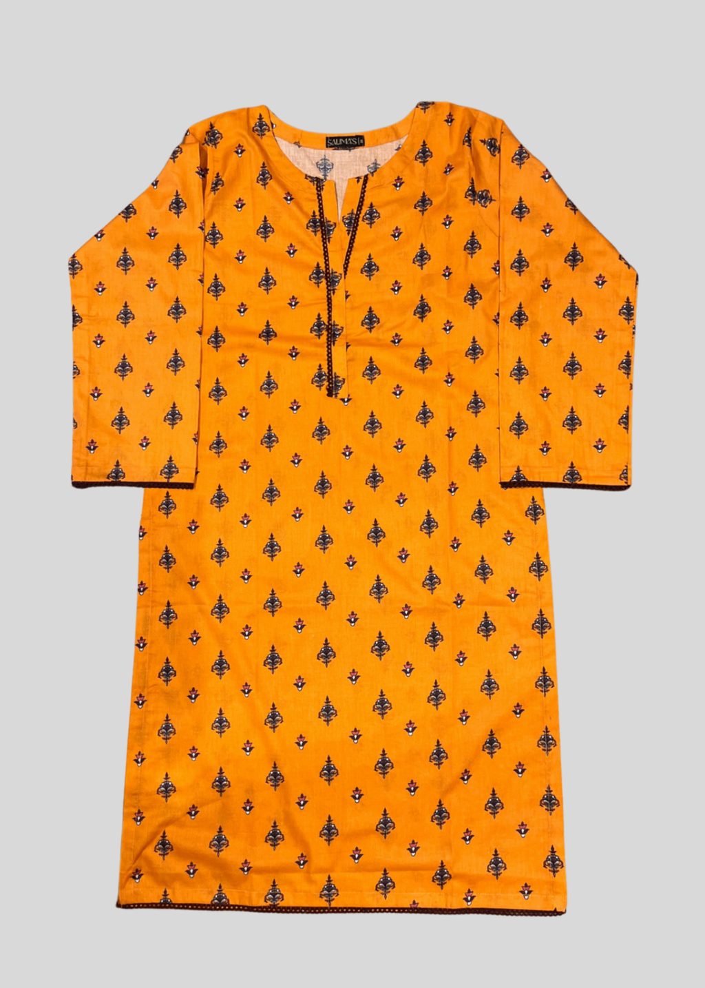 Salimas Bright Orange Printed Stitched Lawn Suit Women 2pcs