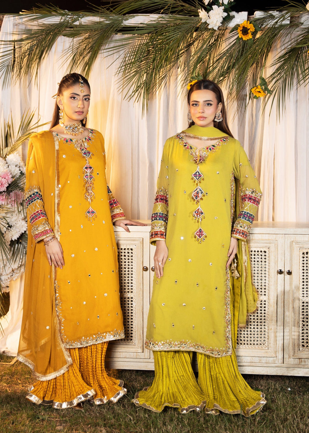 Maira Fashion Yellow Green Crush Sharara 71 Women 3pcs