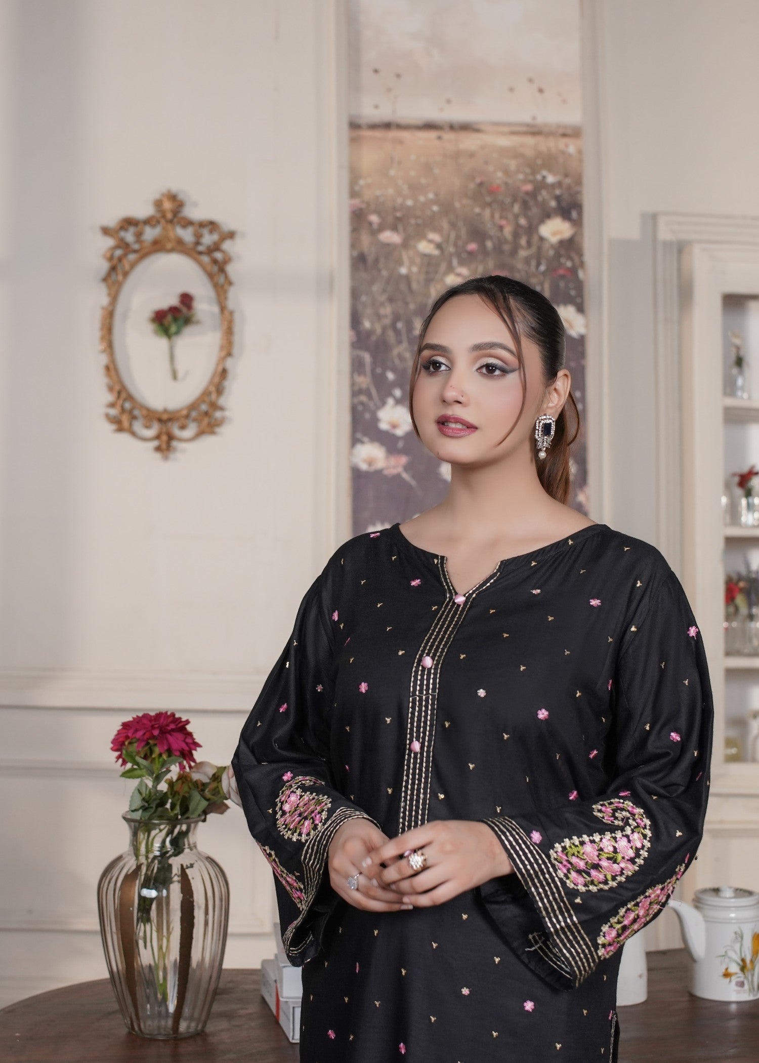 Gulposh Cloud Black ( Embroided ) Black Women 2pcs