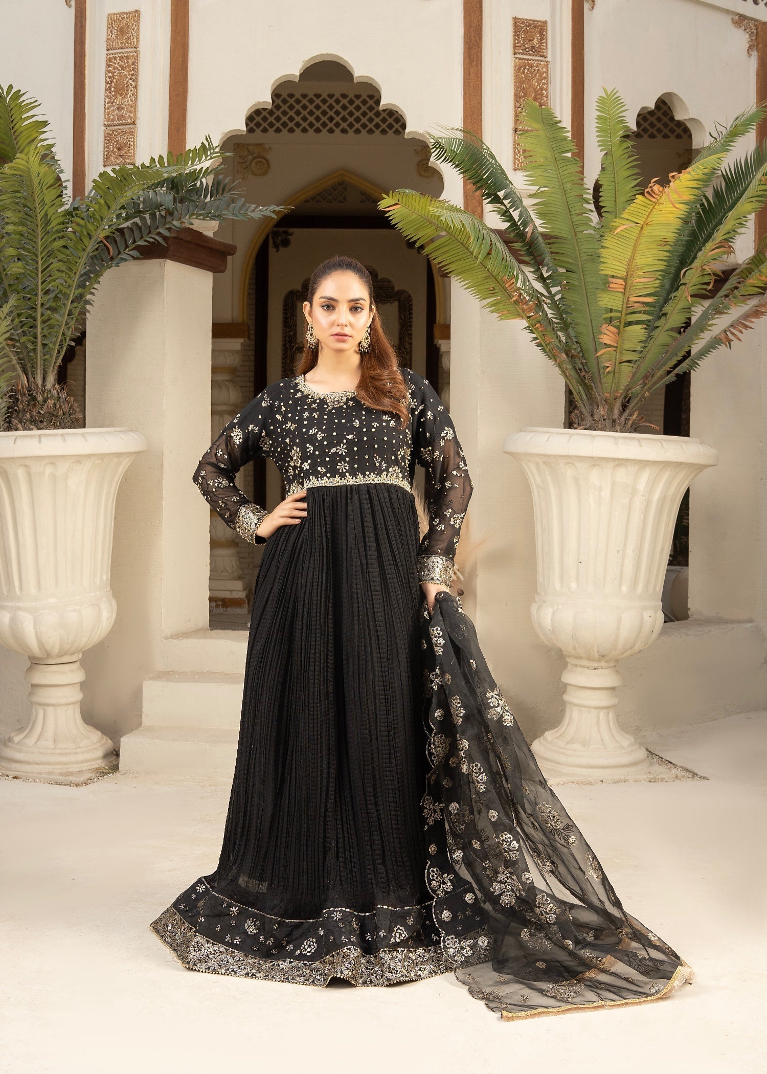 Maira Fashion Black Anarkli Frock Women 4pcs