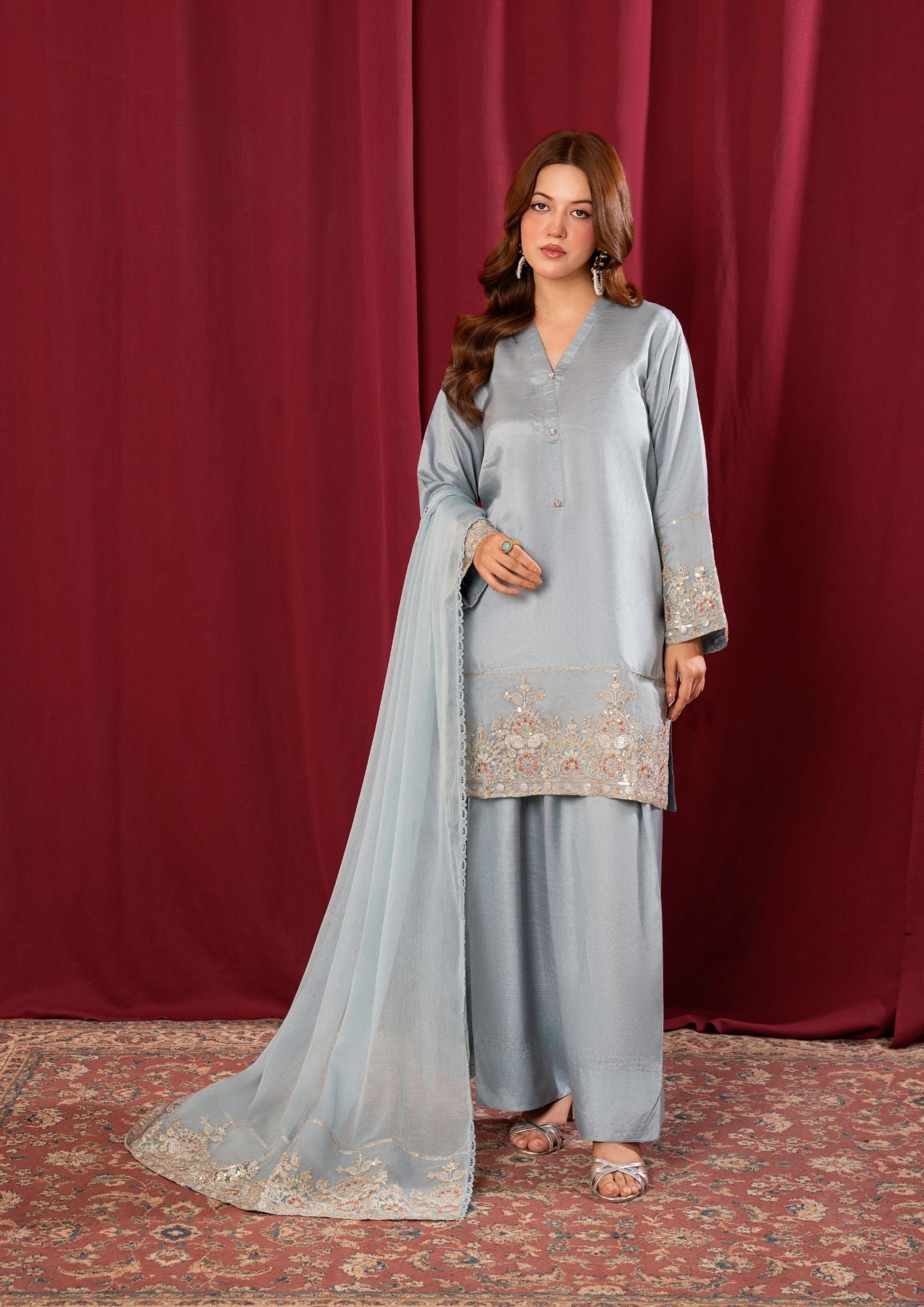 Yolo Pret Embroidered Raw Silk with Farshi Shalwar JASHAN S25 0037 Women 3pcs