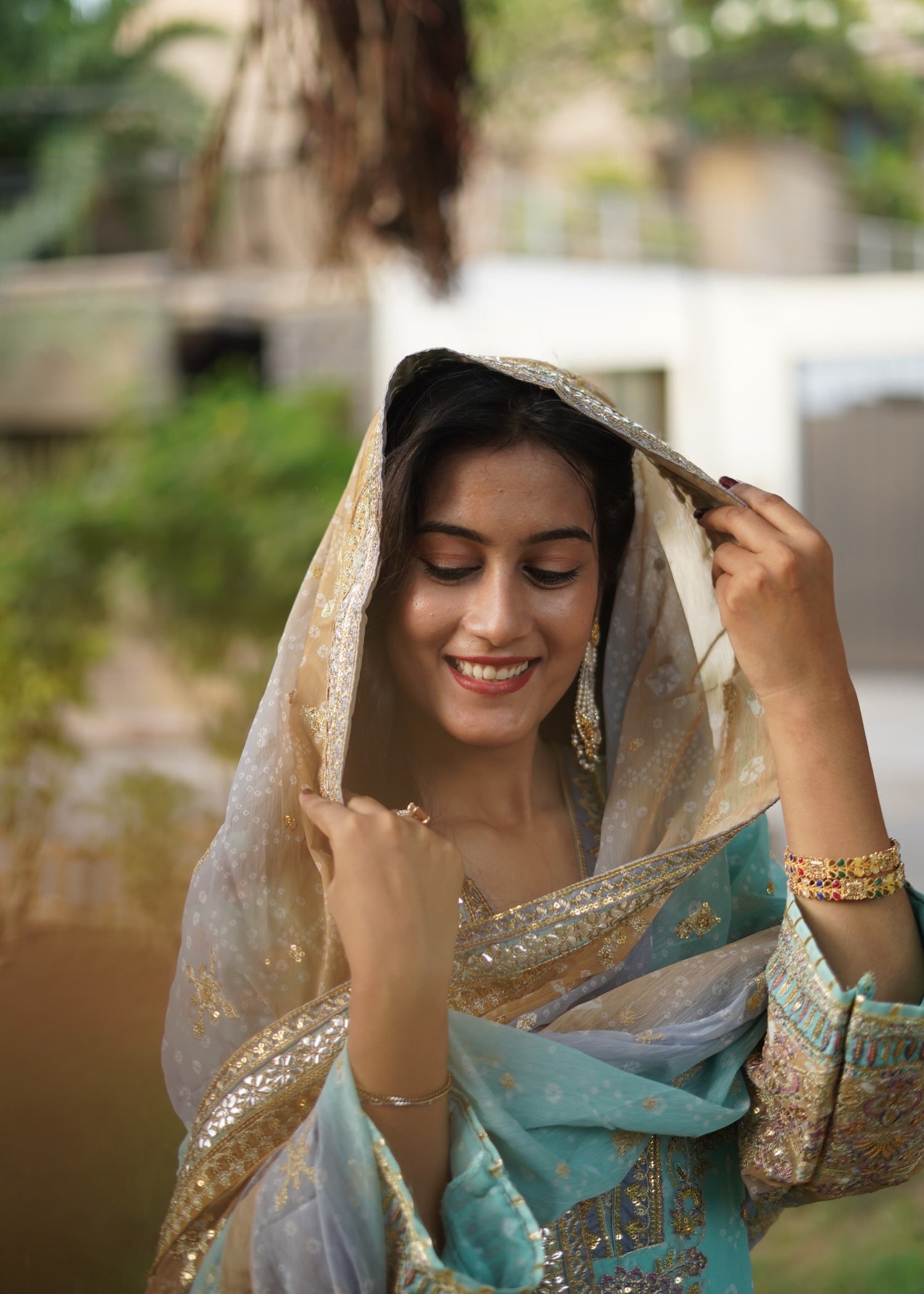 Suits By Sadia Aquamarine chiffon Women 3pcs