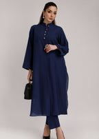 Peach Republic Navy Blue Khaddar Suit Women 2pcs
