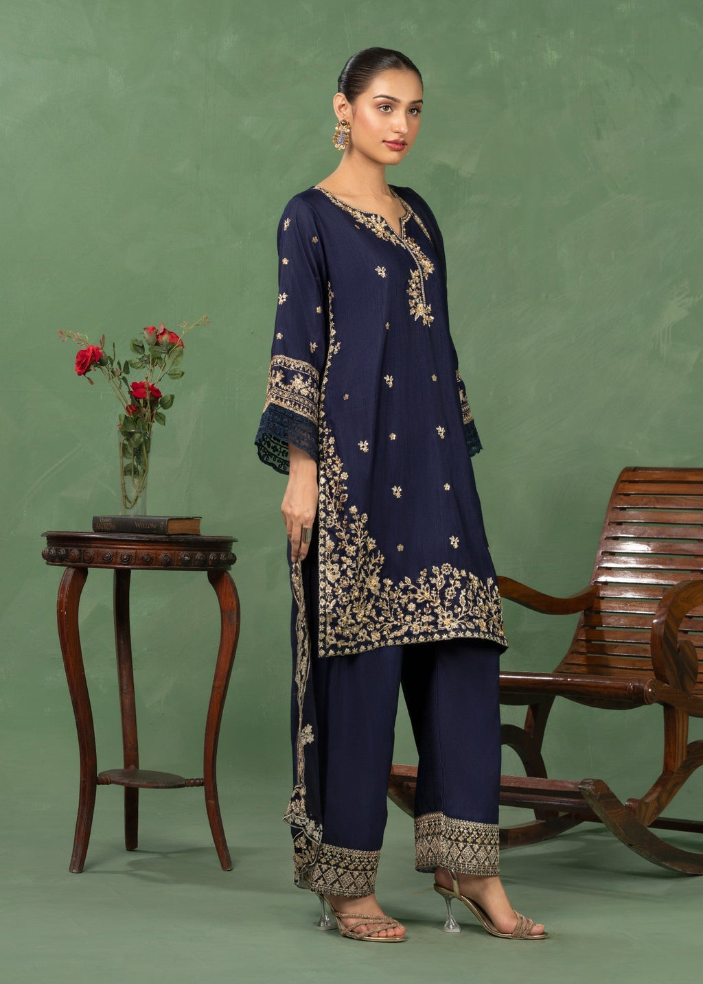 Four Season Boutique JASHAN RAOSILK NAVY BLUE Women 3pcs